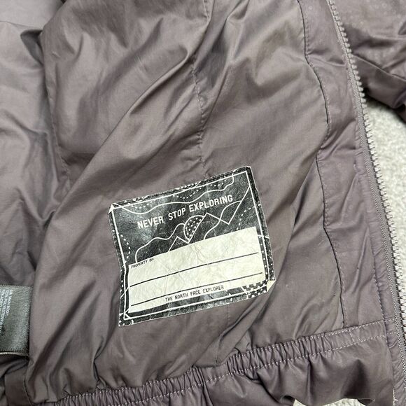 The North Face 550 Gotham 2.0 Down Puffer Jacket Girls Medium Purple Hoodie Fur - Picture 12 of 16